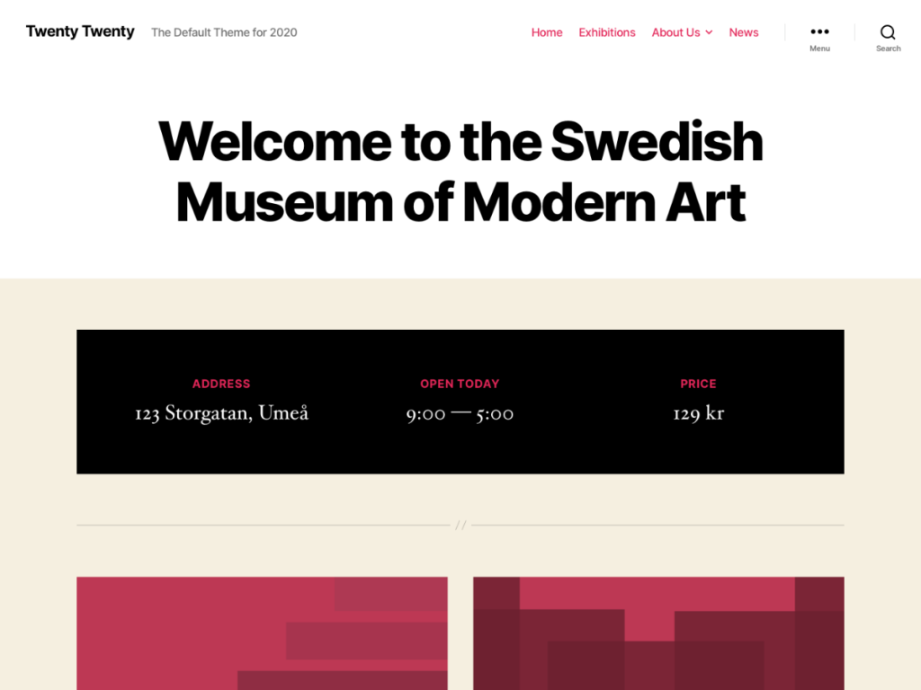 Twenty Twenty WordPress theme screenshot